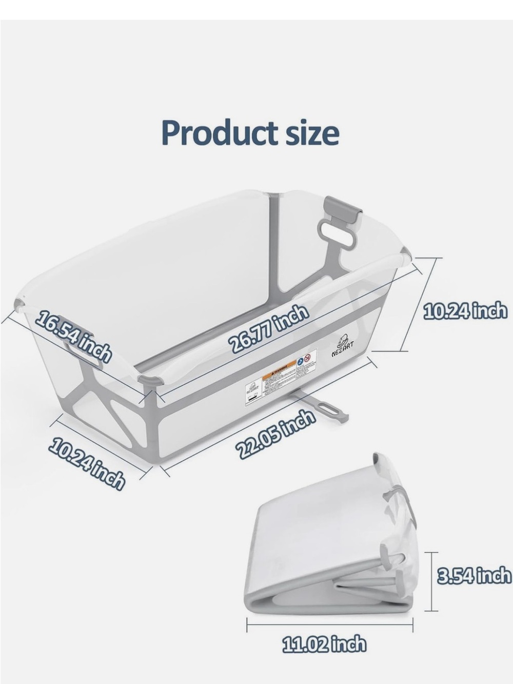 NEW Portable Bathtub Baby Toddler Foldable Travel Lightweight Non-Slip - Picture 9 of 9